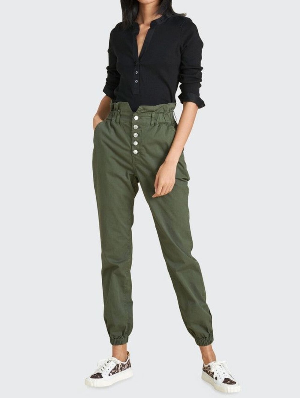 Veronica Beard Tedi Tapered High Rise Pants Paperbag Waist Green Size 29